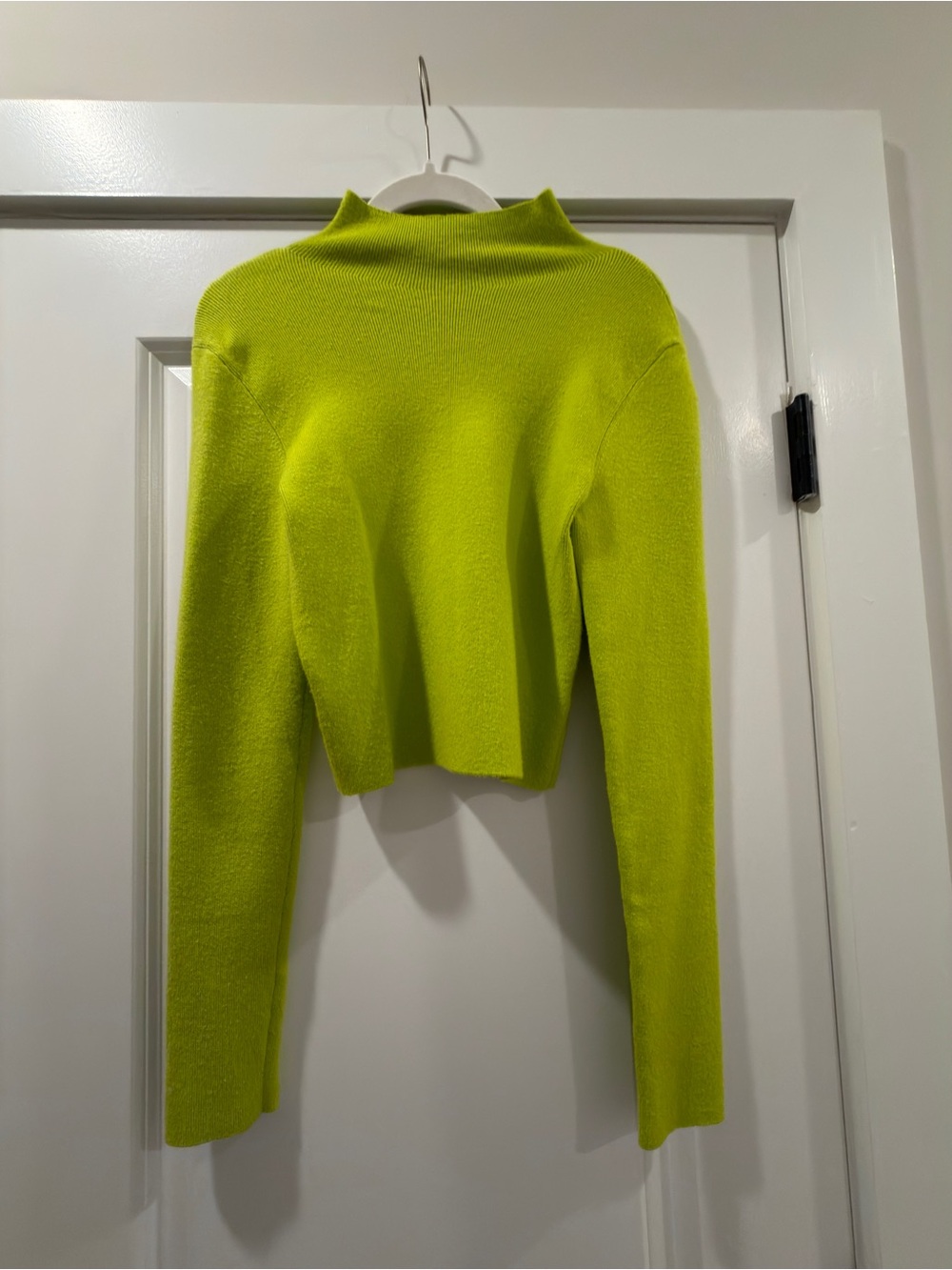 Alice + Olivia Neon Lime Cropped Turtleneck Sweater - Size Large